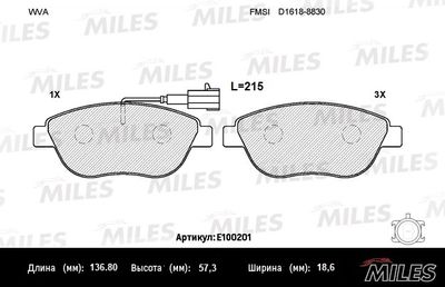 E100201 MILES Комплект тормозных колодок, дисковый тормоз