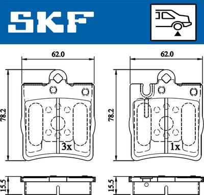 VKBP90199 SKF Комплект тормозных колодок, дисковый тормоз