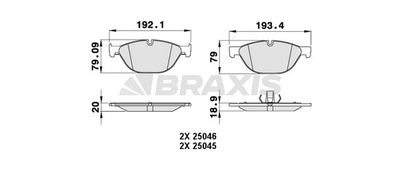 AA0240 BRAXIS Комплект тормозных колодок, дисковый тормоз