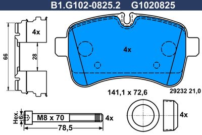 B1G10208252 GALFER Комплект тормозных колодок, дисковый тормоз