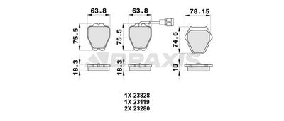 AB0462 BRAXIS Комплект тормозных колодок, дисковый тормоз