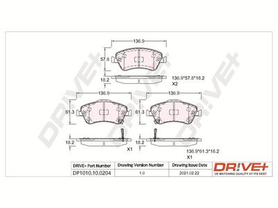 DP1010100204 Dr!ve+ Комплект тормозных колодок, дисковый тормоз