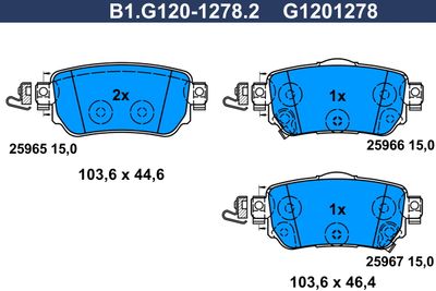 B1G12012782 GALFER Комплект тормозных колодок, дисковый тормоз