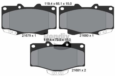 BPD1578 BENDIX Braking Комплект тормозных колодок, дисковый тормоз