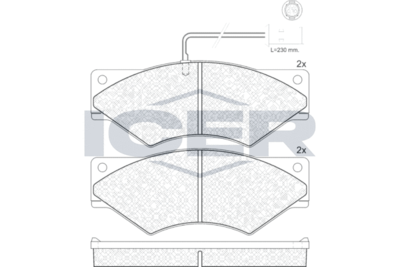 140965 ICER Комплект тормозных колодок, дисковый тормоз