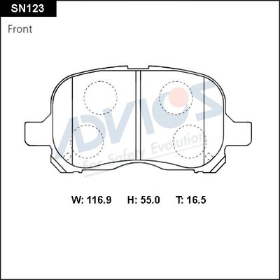 SN123 ADVICS Комплект тормозных колодок, дисковый тормоз