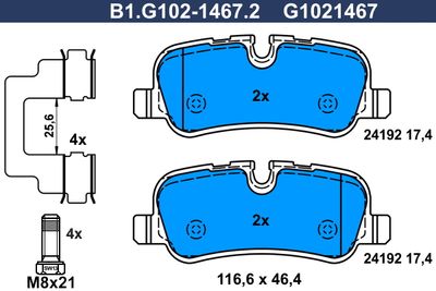 B1G10214672 GALFER Комплект тормозных колодок, дисковый тормоз