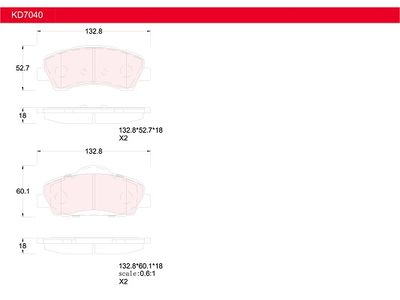 KD7040 ASIMCO Комплект тормозных колодок, дисковый тормоз