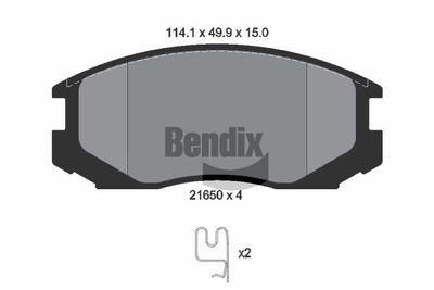 BPD1410 BENDIX Braking Комплект тормозных колодок, дисковый тормоз