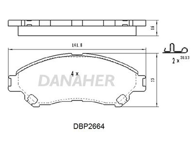 DBP2664 DANAHER Комплект тормозных колодок, дисковый тормоз