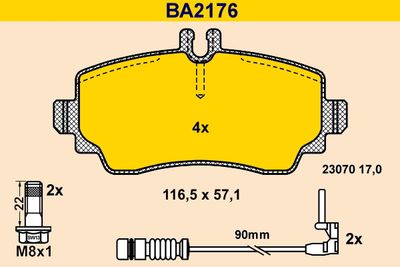 BA2176 BARUM Комплект тормозных колодок, дисковый тормоз