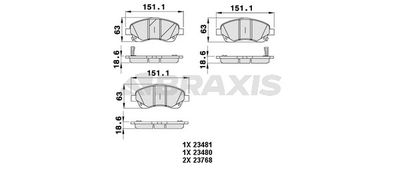 AB0055 BRAXIS Комплект тормозных колодок, дисковый тормоз