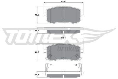 TX1580 TOMEX Brakes Комплект тормозных колодок, дисковый тормоз