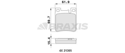 AA0163 BRAXIS Комплект тормозных колодок, дисковый тормоз