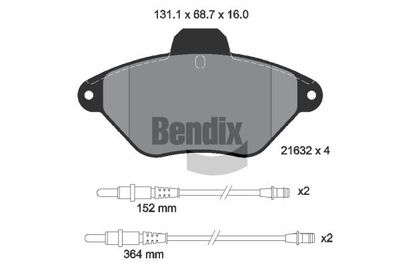 BPD1821 BENDIX Braking Комплект тормозных колодок, дисковый тормоз