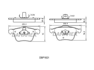 DBP1821 DANAHER Комплект тормозных колодок, дисковый тормоз
