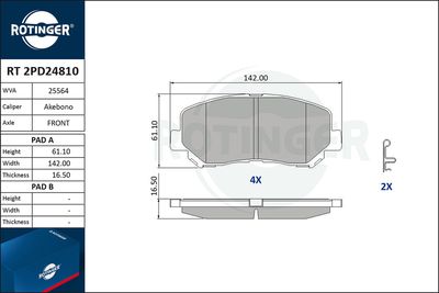 RT2PD24810 ROTINGER Комплект тормозных колодок, дисковый тормоз