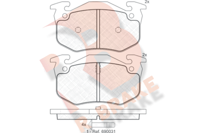 RB0929 R BRAKE Комплект тормозных колодок, дисковый тормоз