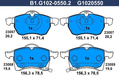 B1G10205502 GALFER Комплект тормозных колодок, дисковый тормоз