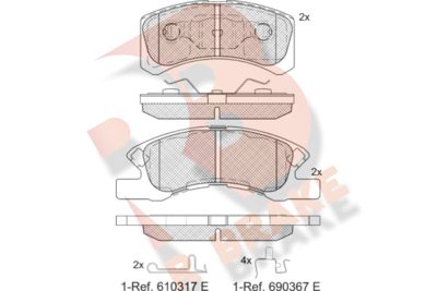 RB1701208 R BRAKE Комплект тормозных колодок, дисковый тормоз