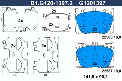 B1G12013972 GALFER Комплект тормозных колодок, дисковый тормоз