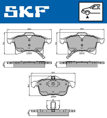 VKBP80043A SKF Комплект тормозных колодок, дисковый тормоз