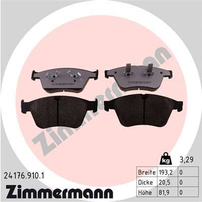 241769101 ZIMMERMANN Комплект тормозных колодок, дисковый тормоз