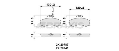 AB0254 BRAXIS Комплект тормозных колодок, дисковый тормоз