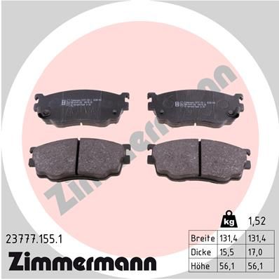 237771551 ZIMMERMANN Комплект тормозных колодок, дисковый тормоз