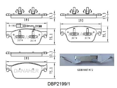 DBP21991 DANAHER Комплект тормозных колодок, дисковый тормоз