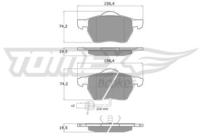 TX1313 TOMEX Brakes Комплект тормозных колодок, дисковый тормоз