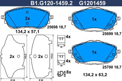 B1G12014592 GALFER Комплект тормозных колодок, дисковый тормоз