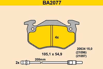 BA2077 BARUM Комплект тормозных колодок, дисковый тормоз