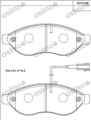 KD7530F ASIMCO Комплект тормозных колодок, дисковый тормоз