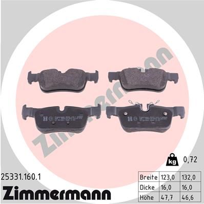 253311601 ZIMMERMANN Комплект тормозных колодок, дисковый тормоз