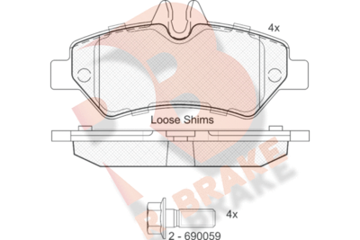 RB1787204 R BRAKE Комплект тормозных колодок, дисковый тормоз