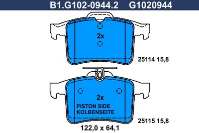 B1G10209442 GALFER Комплект тормозных колодок, дисковый тормоз