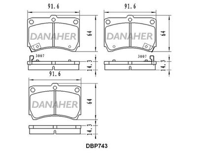 DBP743 DANAHER Комплект тормозных колодок, дисковый тормоз