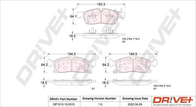 DP1010100310 Dr!ve+ Комплект тормозных колодок, дисковый тормоз