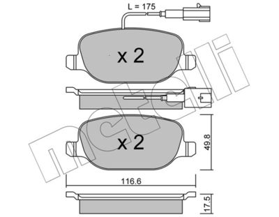 2207041 METELLI Комплект тормозных колодок, дисковый тормоз
