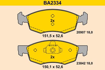 BA2334 BARUM Комплект тормозных колодок, дисковый тормоз