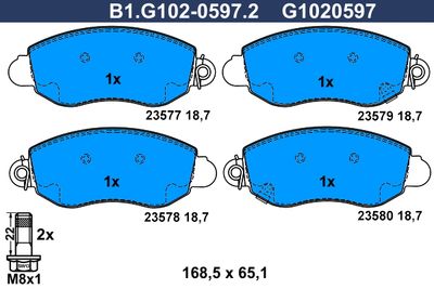 B1G10205972 GALFER Комплект тормозных колодок, дисковый тормоз