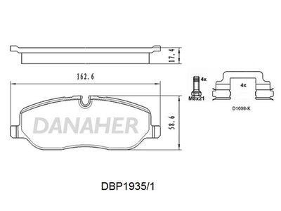 DBP19351 DANAHER Комплект тормозных колодок, дисковый тормоз