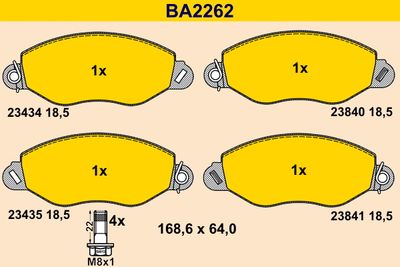 BA2262 BARUM Комплект тормозных колодок, дисковый тормоз