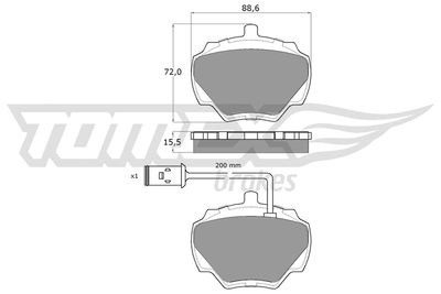 TX1550 TOMEX Brakes Комплект тормозных колодок, дисковый тормоз