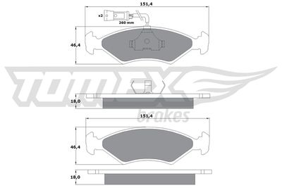 TX10281 TOMEX Brakes Комплект тормозных колодок, дисковый тормоз