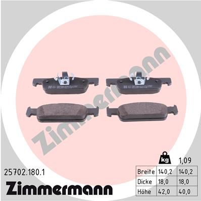 257021801 ZIMMERMANN Комплект тормозных колодок, дисковый тормоз