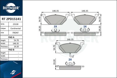 RT2PD15141 ROTINGER Комплект тормозных колодок, дисковый тормоз