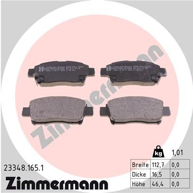 233481651 ZIMMERMANN Комплект тормозных колодок, дисковый тормоз