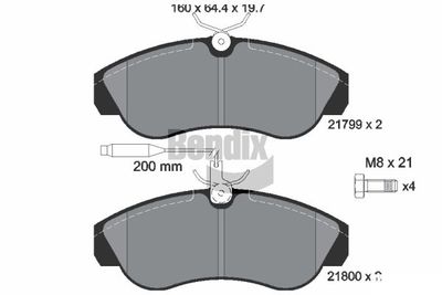 BPD1518 BENDIX Braking Комплект тормозных колодок, дисковый тормоз